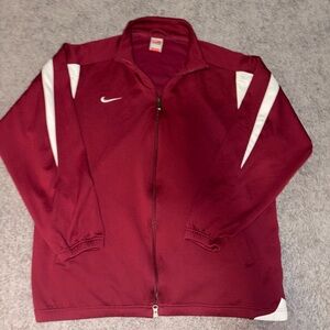 Nike Burgundy and White Zip-Up Jacket